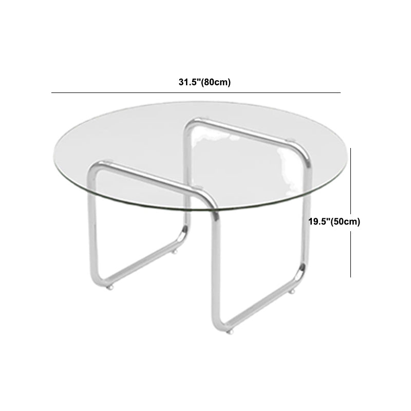 Modern Glass Sled Cocktail Table Round 1 Single Coffee Table