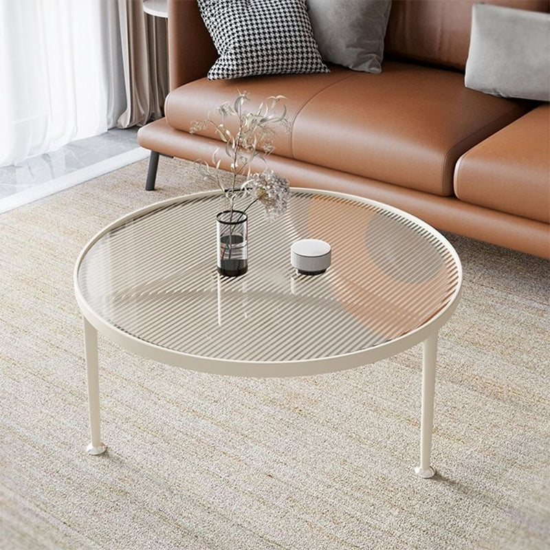 Modern Minimalist Round Glass Coffee Cocktail Table - 17.72" H
