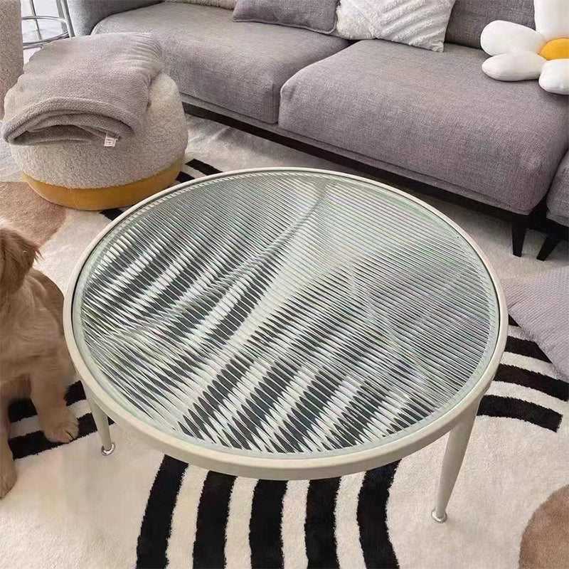 Modern Minimalist Round Glass Coffee Cocktail Table - 17.72" H