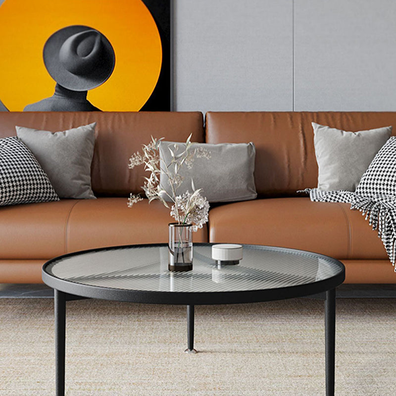 Modern Minimalist Round Glass Coffee Cocktail Table - 17.72" H