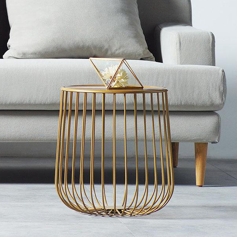 Mid-century Round Iron Coffee Table Frame Cocktail Table with Storage