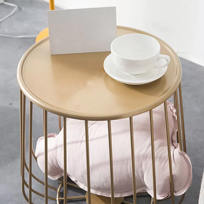 Mid-century Round Iron Coffee Table Frame Cocktail Table with Storage