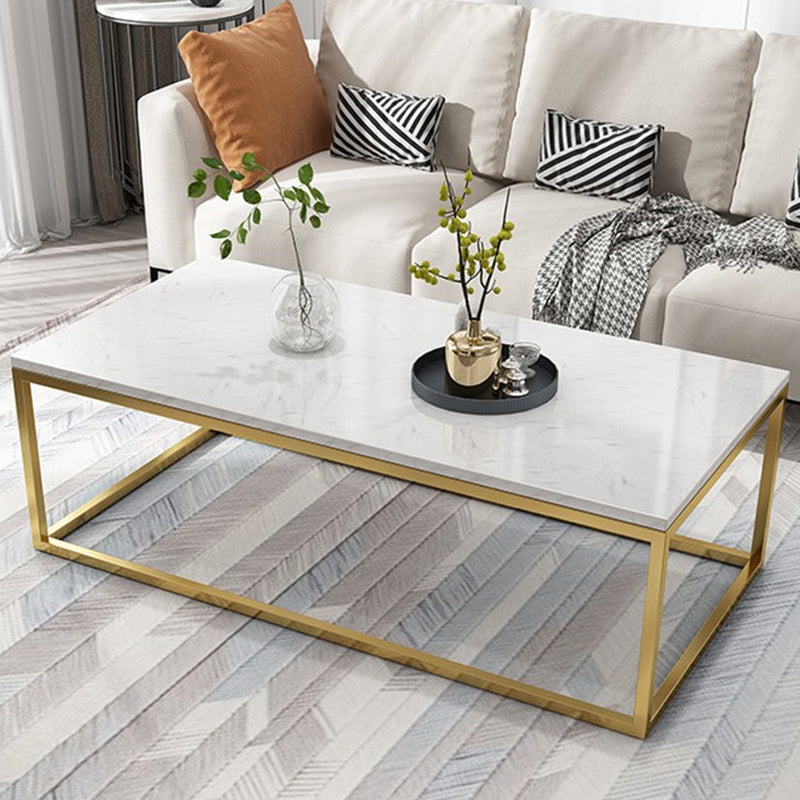 Stone Rectangular Coffee Table and Frame Coffee Table Glam Style
