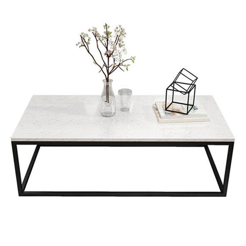 Stone Rectangular Coffee Table and Frame Coffee Table Glam Style