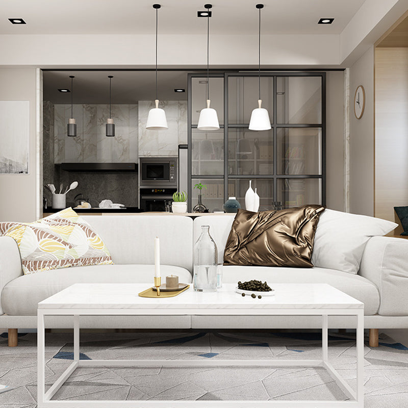 Stone Rectangular Coffee Table and Frame Coffee Table Glam Style