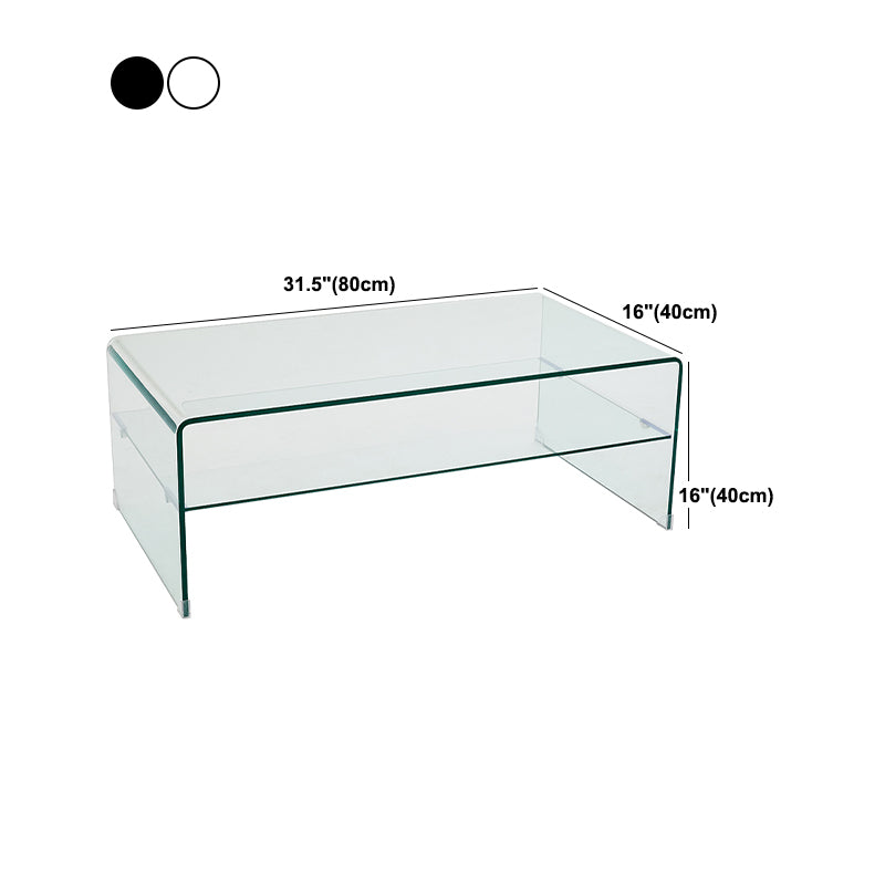 Modern 2-Tier Glass Coffee Table in Clear Sled 1 Single Cocktail Table