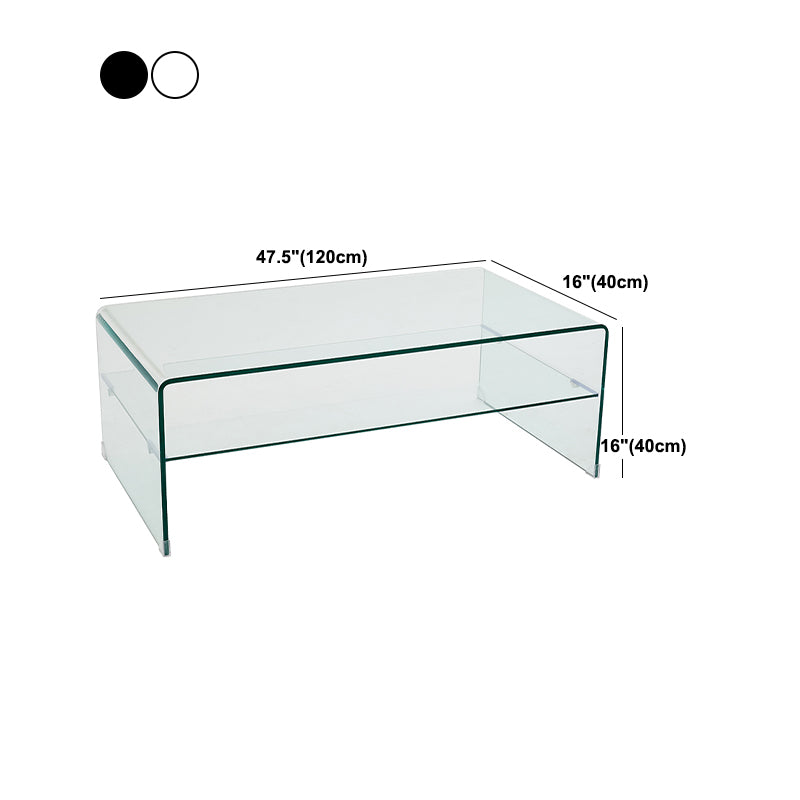 Modern 2-Tier Glass Coffee Table in Clear Sled 1 Single Cocktail Table