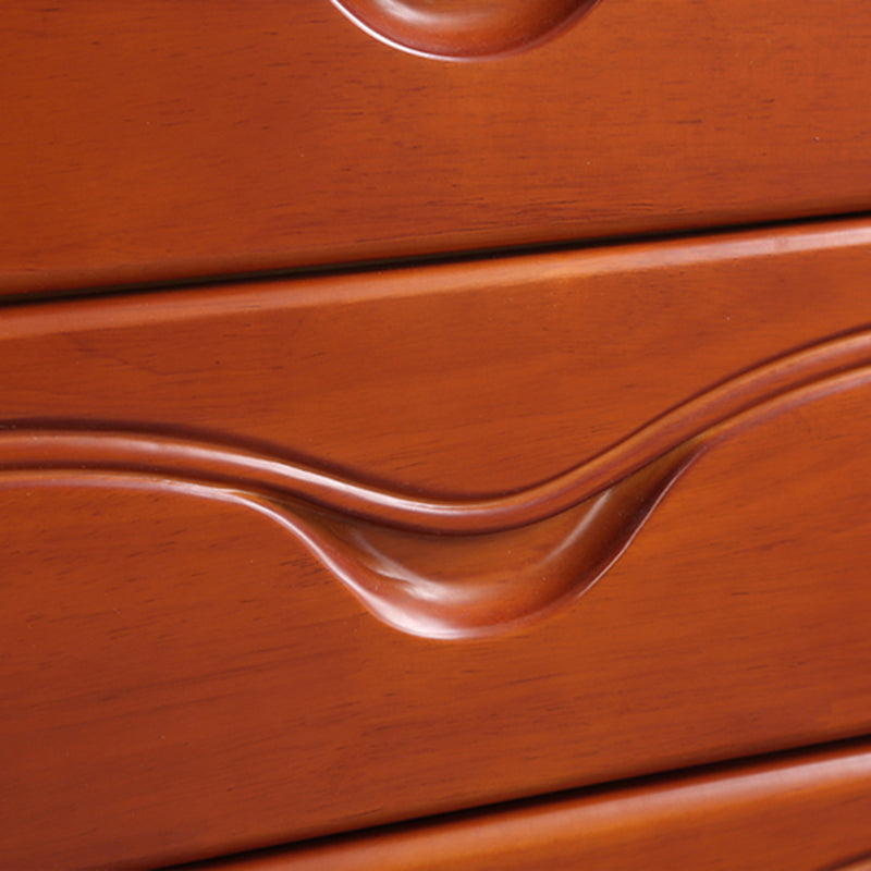 Mid-Century Modern Brown Accent Chest with Drawers Chest in Rubberwood