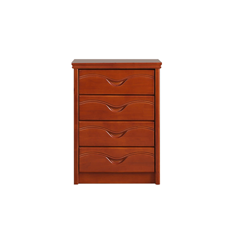 Mid-Century Modern Brown Accent Chest with Drawers Chest in Rubberwood