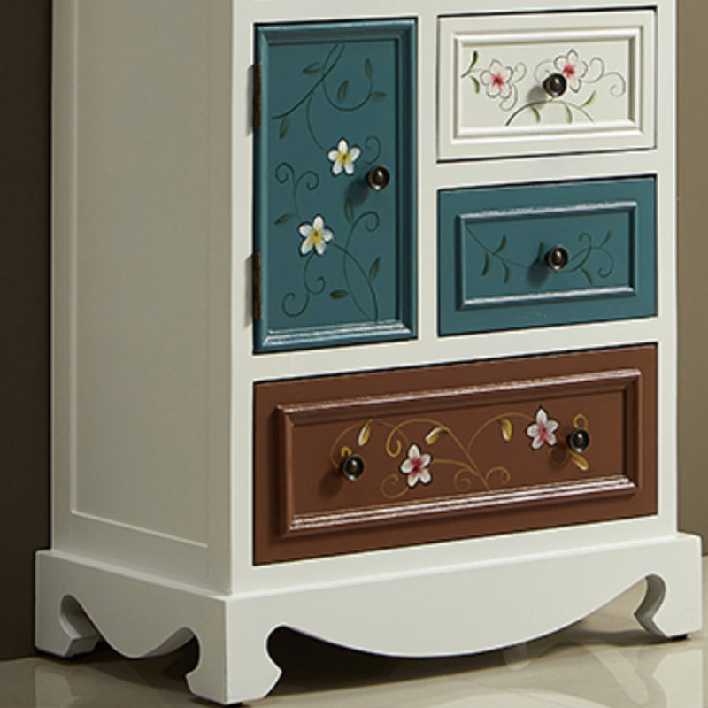 Industrial Accent Cabinet with 8 Drawers and 2 Doors in Solid Wood