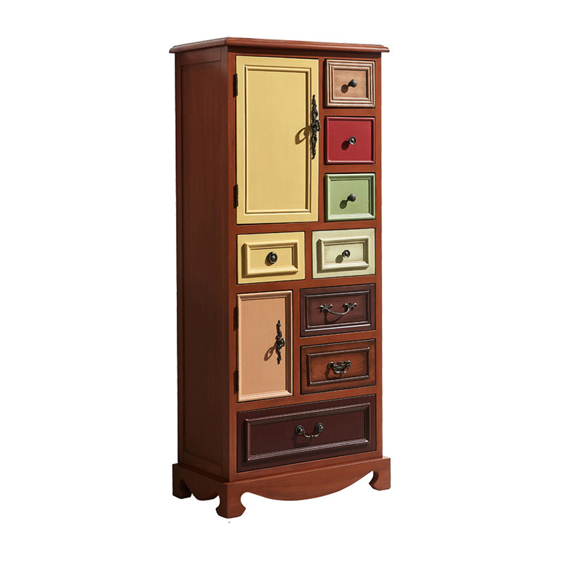 Industrial Accent Cabinet with 8 Drawers and 2 Doors in Solid Wood