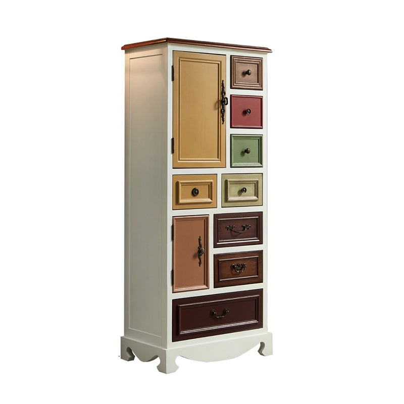 Industrial Accent Cabinet with 8 Drawers and 2 Doors in Solid Wood