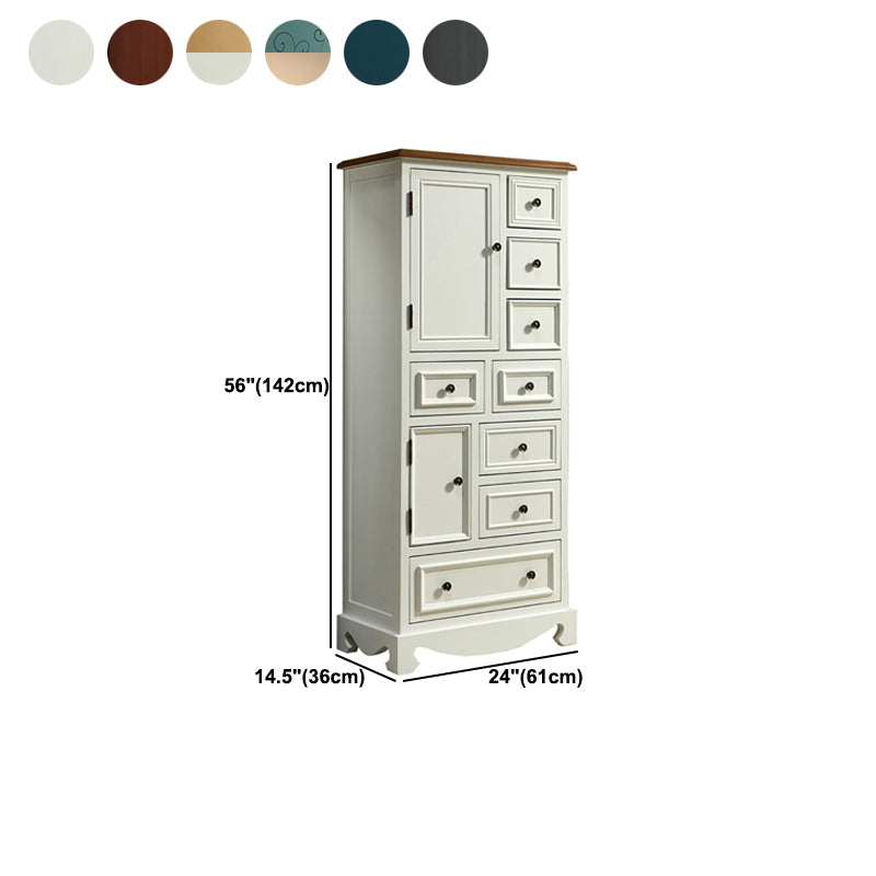 Industrial Accent Cabinet with 8 Drawers and 2 Doors in Solid Wood
