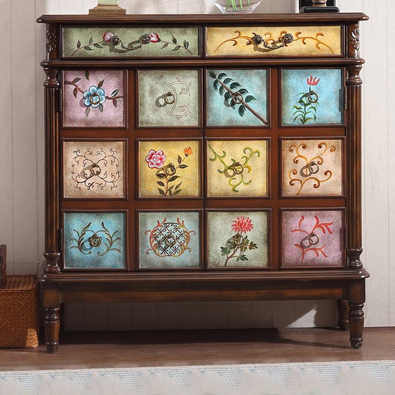 Industrial Solid Wooden Accent Cabinet with 2 Drawers and 2 Doors