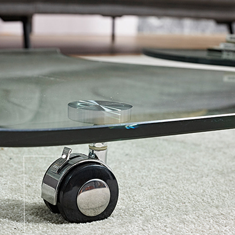 Modern Style Glass Top Coffee Cocktail Table with Storage Shelf