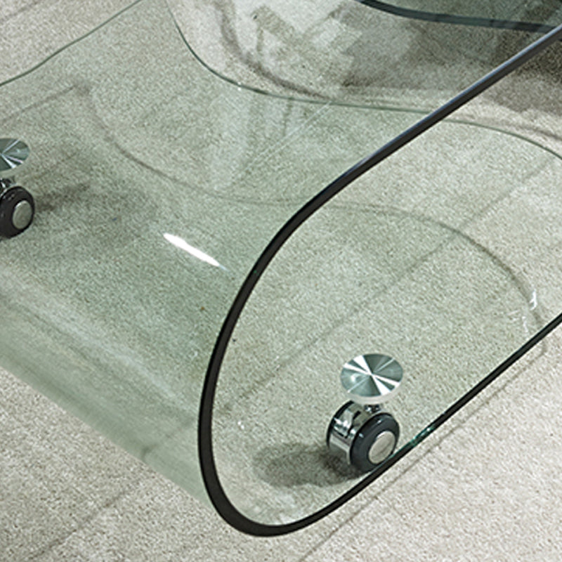 Modern Style Glass Top Coffee Cocktail Table with Storage Shelf