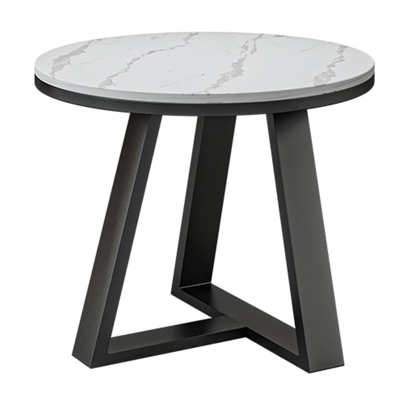 Glam Rectangle Stone Top Coffee Table with Iron Legs Cocktail Table