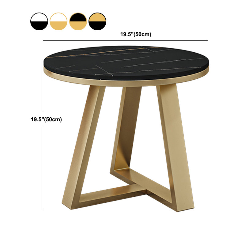 Glam Rectangle Stone Top Coffee Table with Iron Legs Cocktail Table