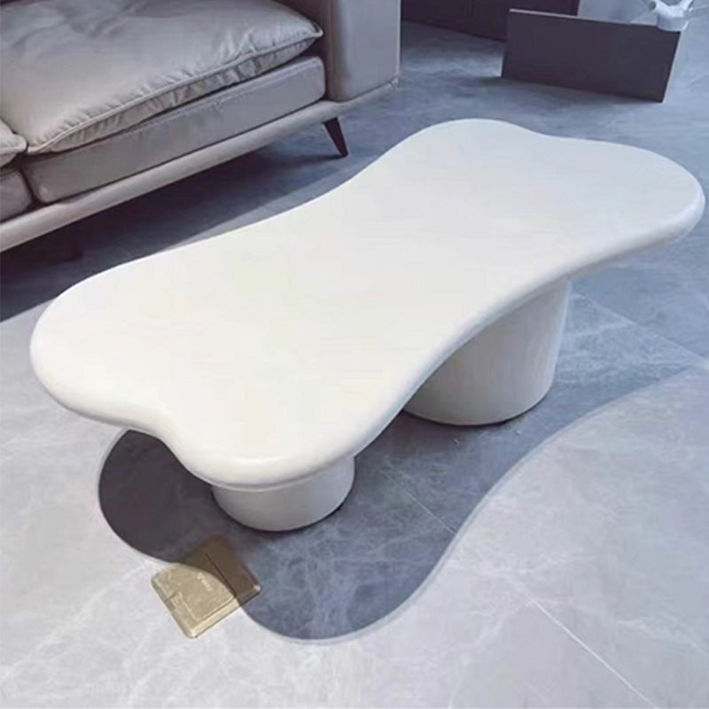 Scandinavian Cream Wood Coffee Table 2 Legs Irregular Cocktail Table