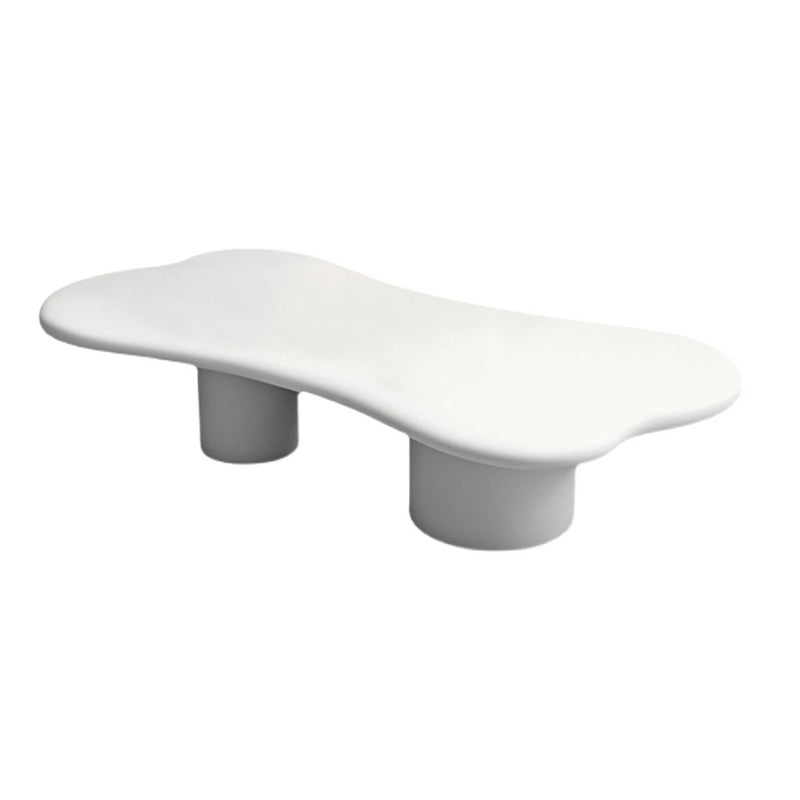 Scandinavian Cream Wood Coffee Table 2 Legs Irregular Cocktail Table