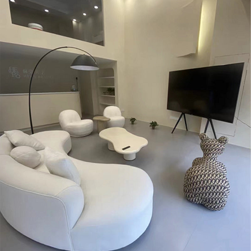 Scandinavian Cream Wood Coffee Table 2 Legs Irregular Cocktail Table