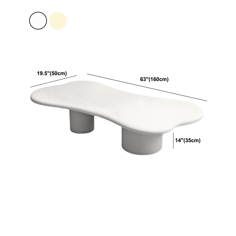 Scandinavian Cream Wood Coffee Table 2 Legs Irregular Cocktail Table