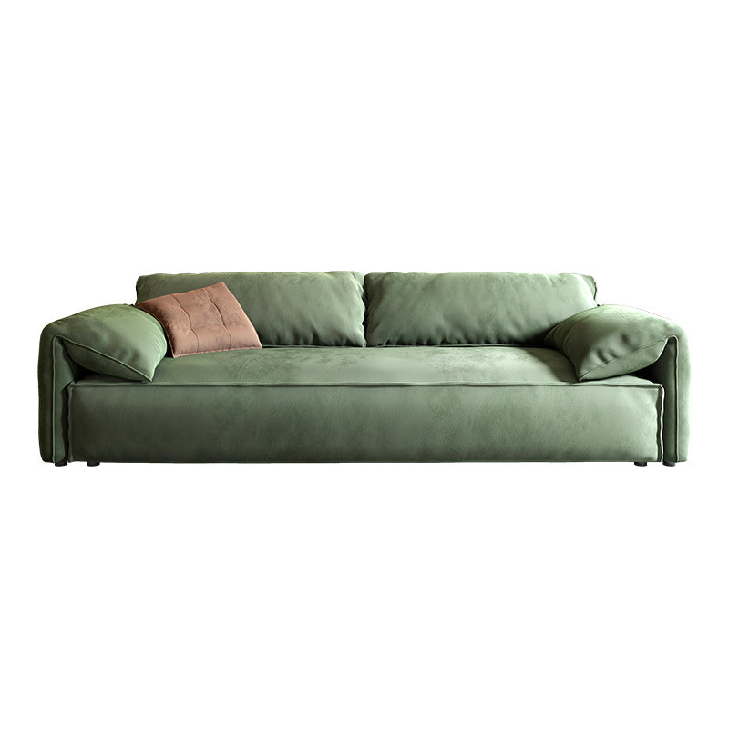 31.5 " H Contemporary Green Faux Leather Pillow Top Arm Sofa