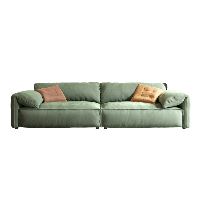 31.5 " H Contemporary Green Faux Leather Pillow Top Arm Sofa