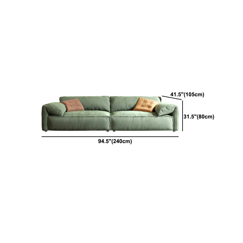 31.5 " H Contemporary Green Faux Leather Pillow Top Arm Sofa
