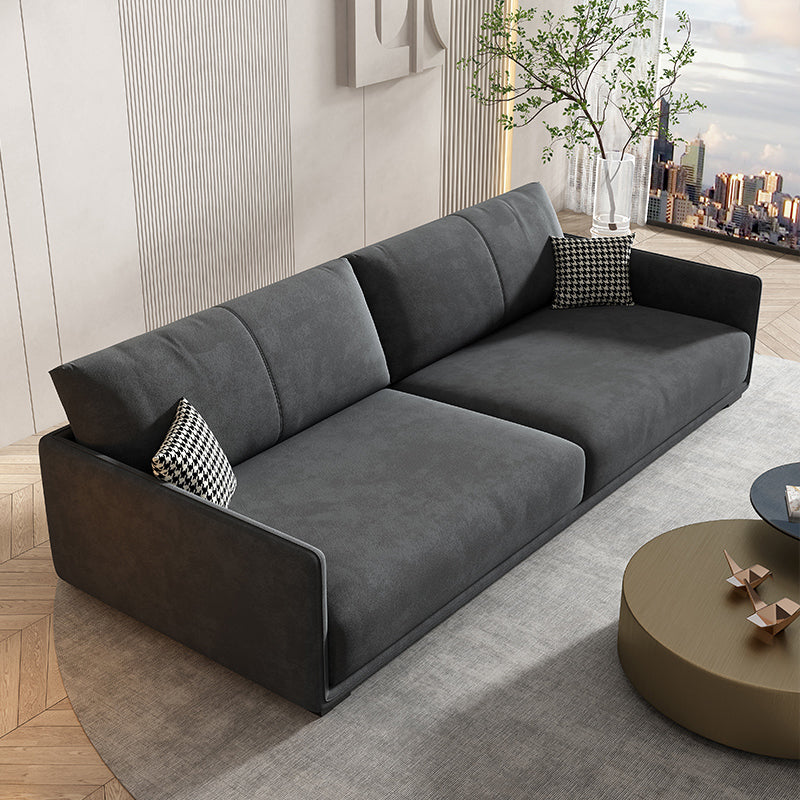 29.5" H Contemporary 3-seater Faux Leather Square Arm Sofa for Living Room