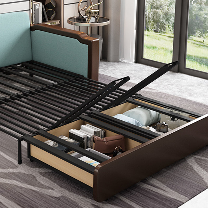 Contemporary Tufted Fabric Sofa Bed with Square Arms in Blue