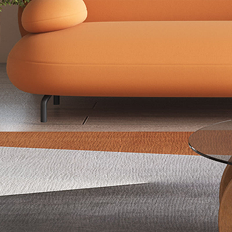 Pillow Top Arm Sofa Modern Faux Leather Sofa with Tight Back in Orange