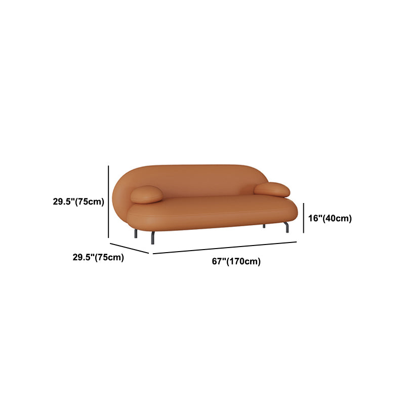 Pillow Top Arm Sofa Modern Faux Leather Sofa with Tight Back in Orange