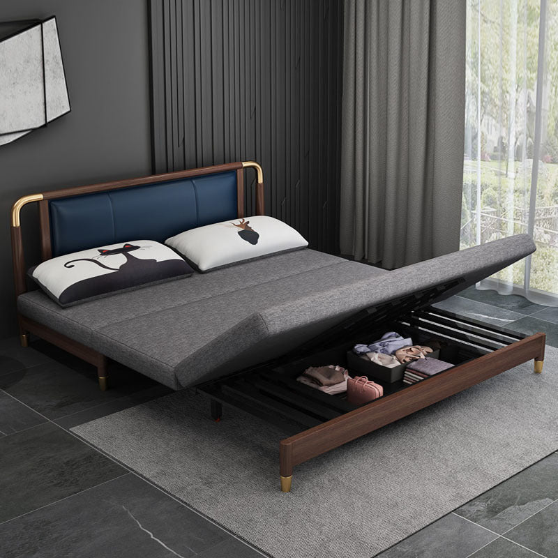 Fabric Modern Slipcovered Sofa Bed Armless Sofa with 2 Pillows