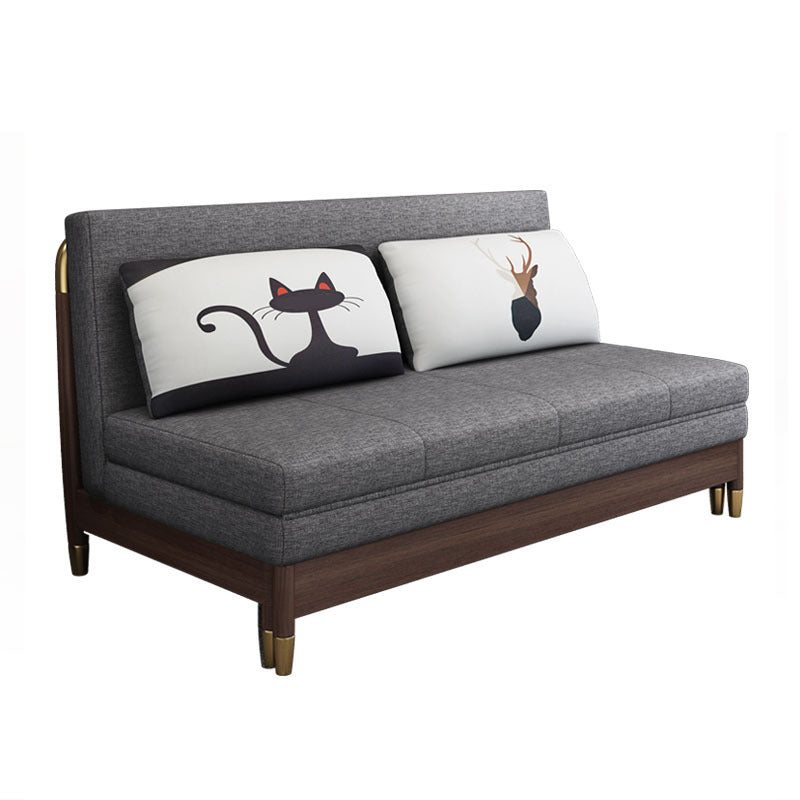 Fabric Modern Slipcovered Sofa Bed Armless Sofa with 2 Pillows