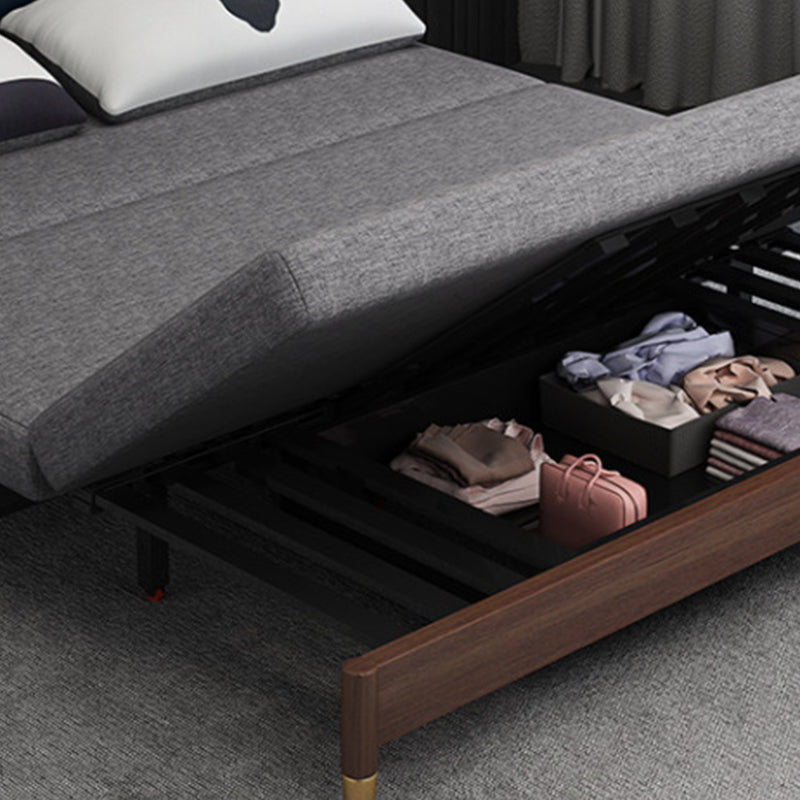Fabric Modern Slipcovered Sofa Bed Armless Sofa with 2 Pillows