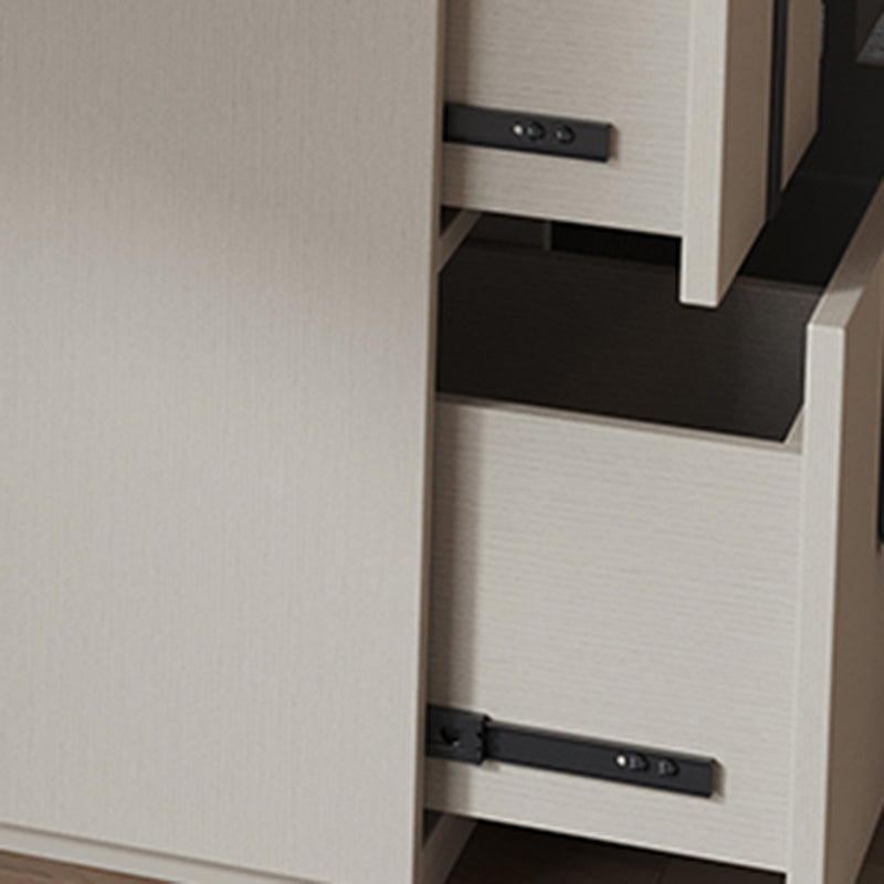 Modern Glass Corner Vanity Table Set 29.53" D 4-Drawer Makeup Vanity Table