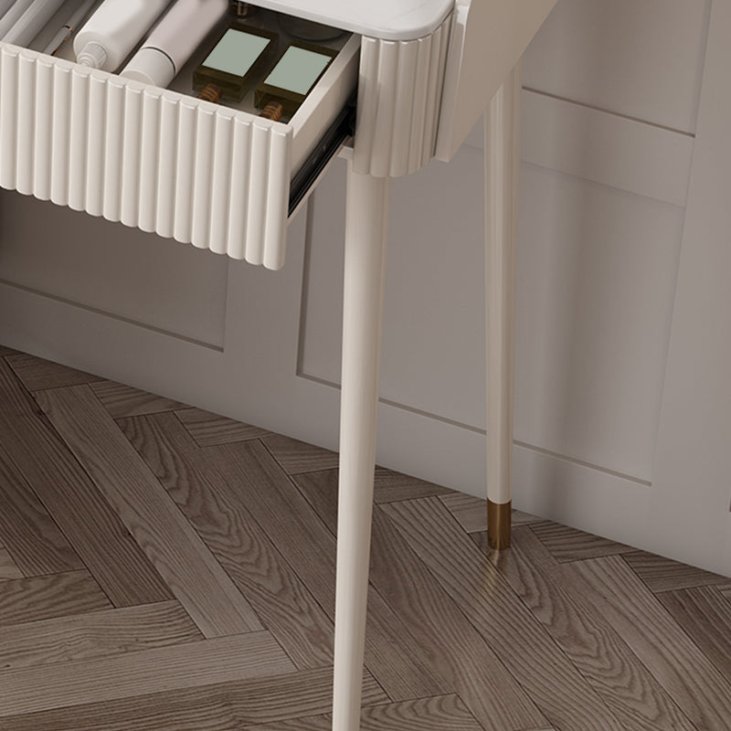 White Stone Top Vanity Makeup Table Modern 15.75" D Vanity Table with Storage