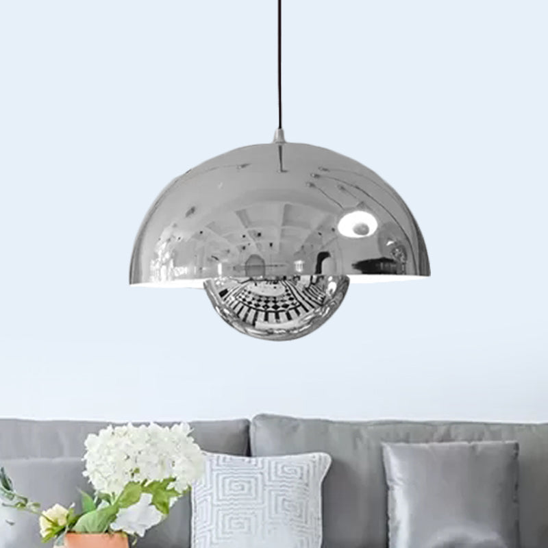 Silver/Red/Yellow Metal Pendant Lighting with Dome Shade Nordic Hanging Ceiling Light for Dining Room