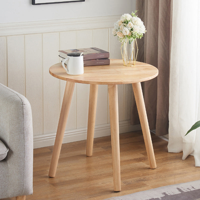 Contemporary Style Side End Table Solid Wood Round Sofa Side Accent Table