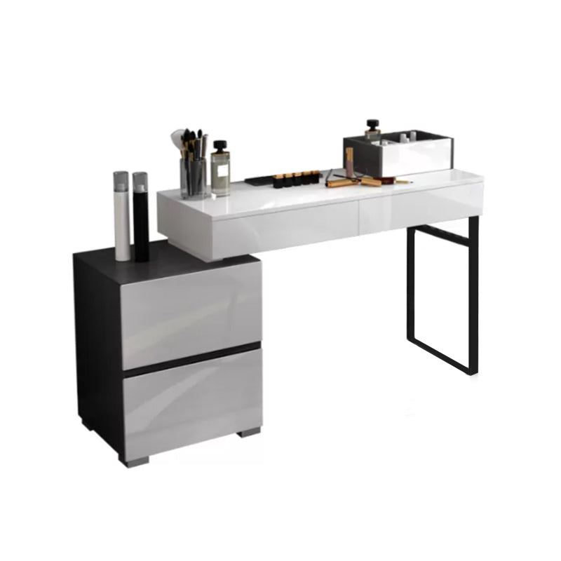 Modern 28.94" H Vanity Dressing Table Set 4 Drawers White Dresser with Stool