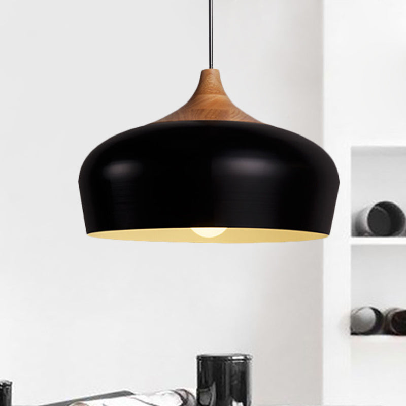 Lampada a sospensione di metallo nordico con ciotola tonalità 1 luce di sospensione bianca/bianca leggera per sala da pranzo, largo 12 "/14"