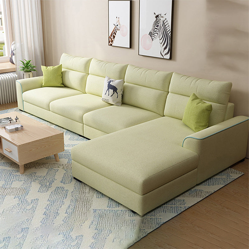 Contemporary Stationary Recessed Arm Living Room Cushions Sofa Chaise