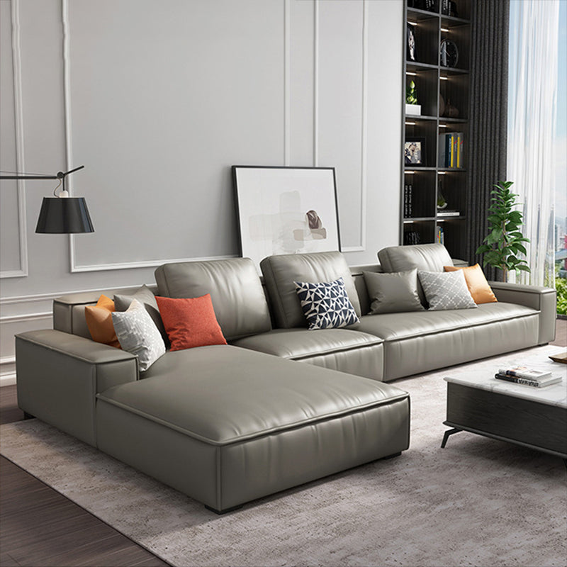 Nordic Stationary Faux Leather Recessed Arm Living Room Sofa Chaise