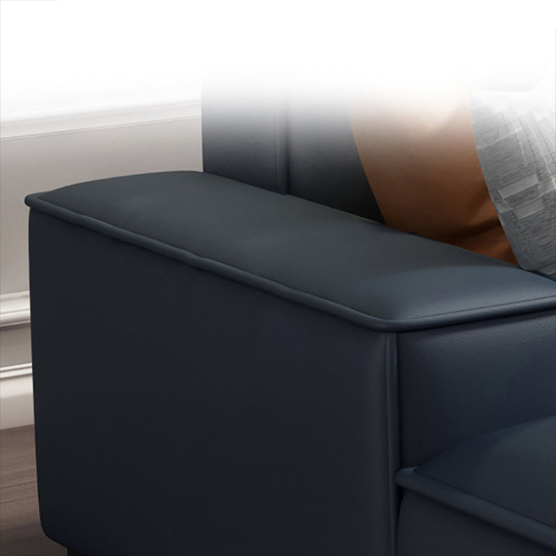 Nordic Stationary Faux Leather Recessed Arm Living Room Sofa Chaise