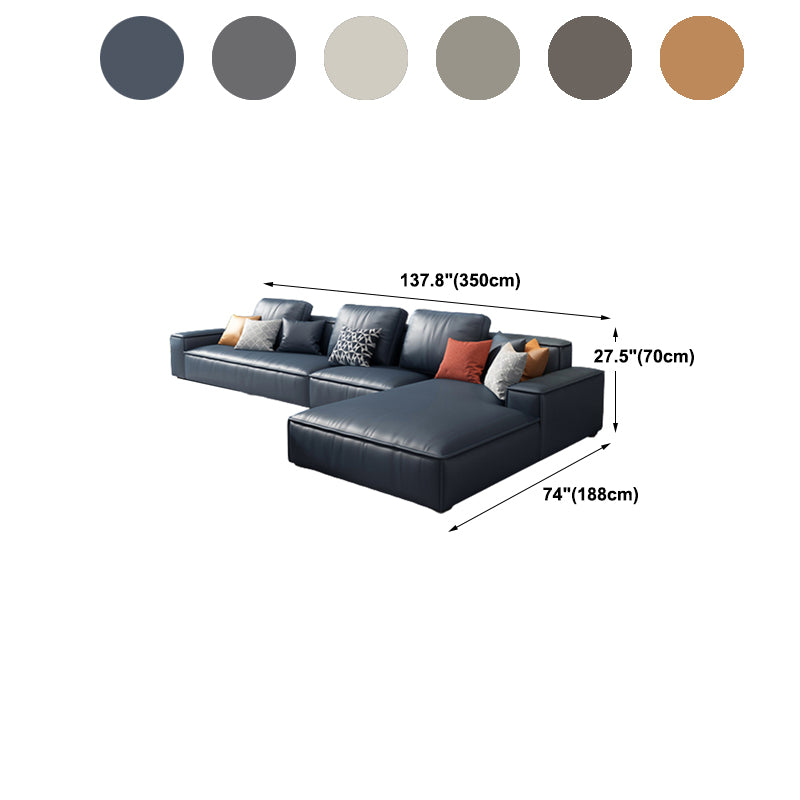 Nordic Stationary Faux Leather Recessed Arm Living Room Sofa Chaise
