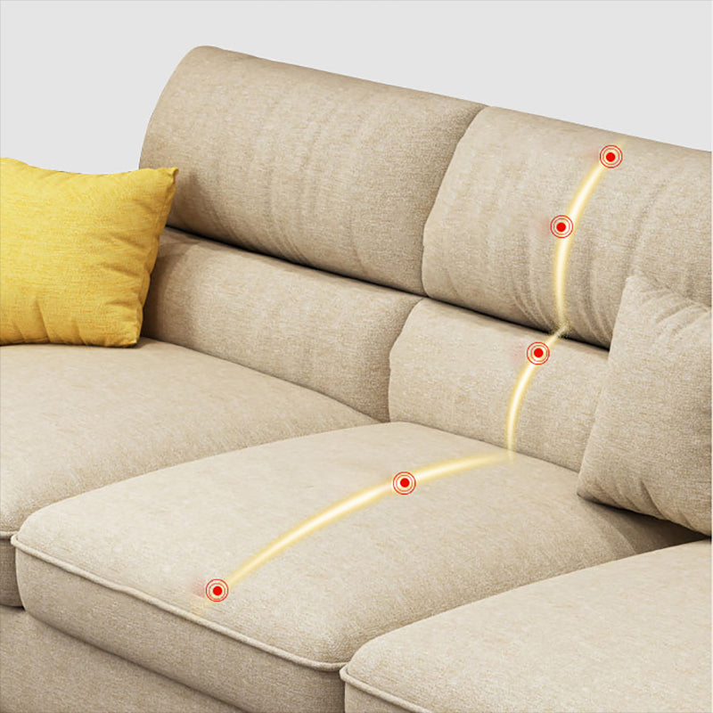 Nordic Stationary Living Room Recessed Arm Cushions Sofa Chaise