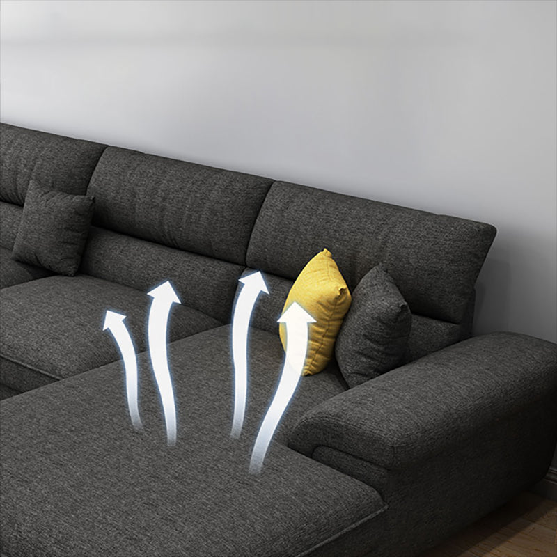 Nordic Stationary Living Room Recessed Arm Cushions Sofa Chaise