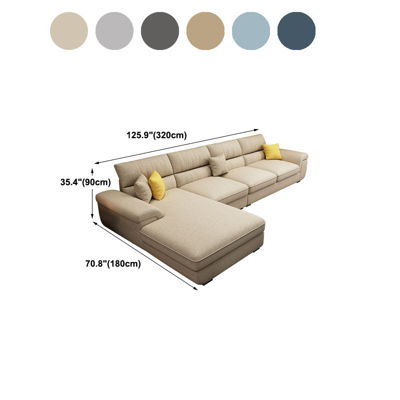 Nordic Stationary Living Room Recessed Arm Cushions Sofa Chaise