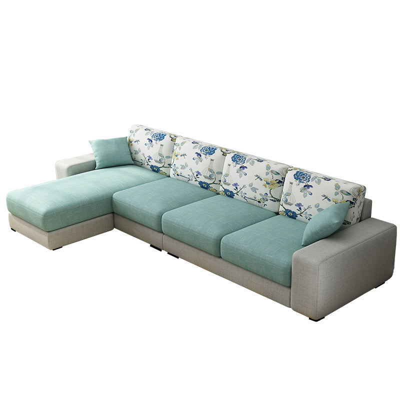 Nordic Assembled Linen Living Room Square Arm Pillows Sofa Chaise